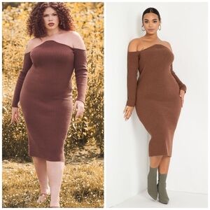 Eloquii off shoulder ribbed sweater dress 26/28